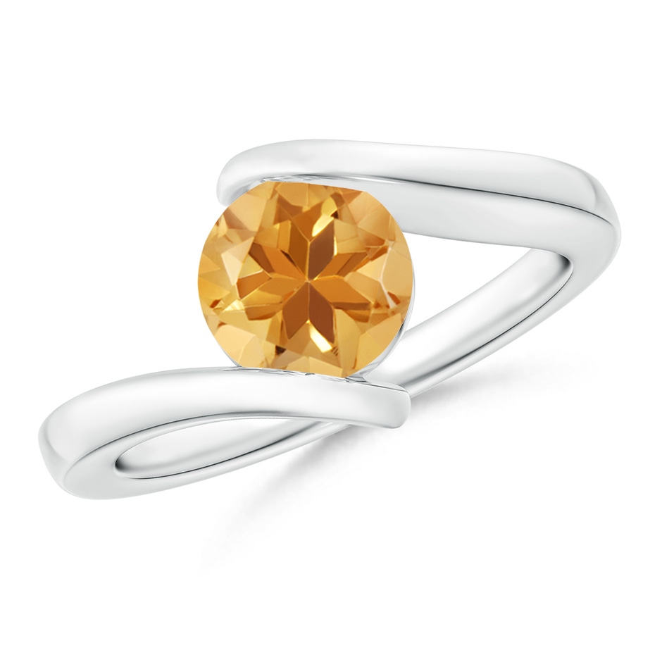 7mm A Bar-Set Solitaire Round Citrine Bypass Ring in White Gold 