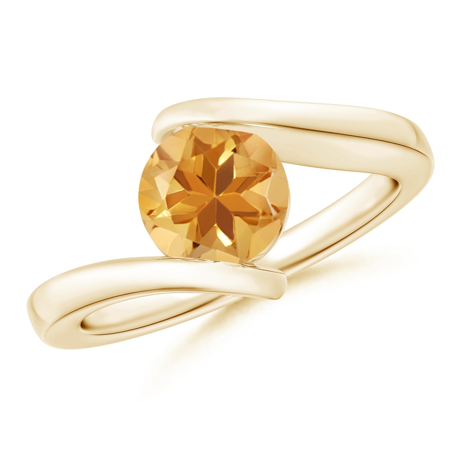 7mm A Bar-Set Solitaire Round Citrine Bypass Ring in Yellow Gold 