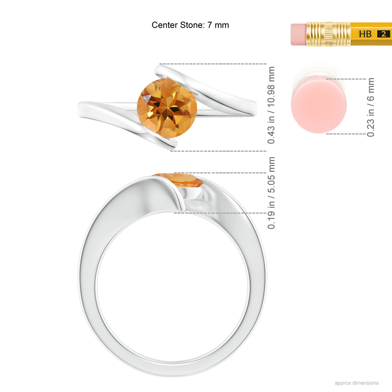 AA - Citrine / 1.25 CT / 14 KT White Gold