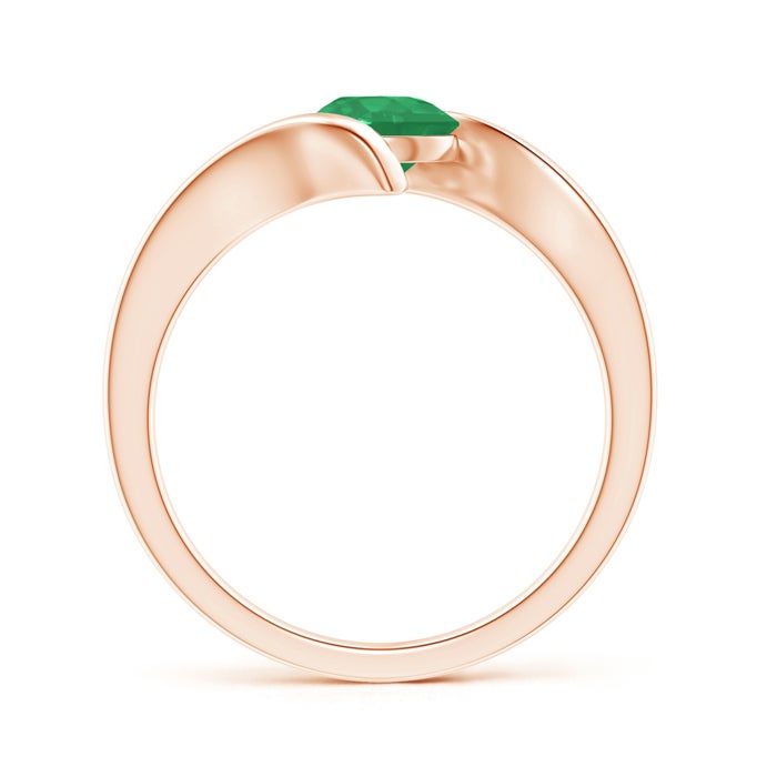 Bar-Set Solitaire Round Emerald Bypass Ring