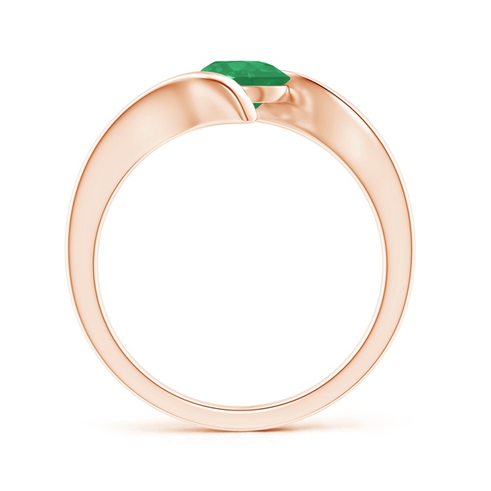 6mm A Bar-Set Solitaire Round Emerald Bypass Ring in Rose Gold product image