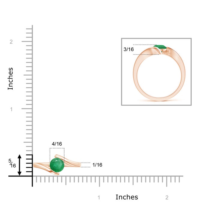 Bar-Set Solitaire Round Emerald Bypass Ring