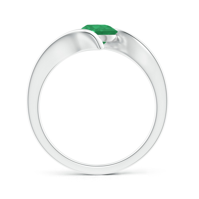 6mm A Bar-Set Solitaire Round Emerald Bypass Ring in S999 Silver product image