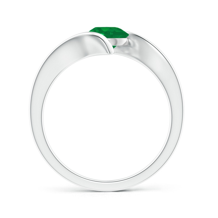 6mm AA Bar-Set Solitaire Round Emerald Bypass Ring in White Gold product image