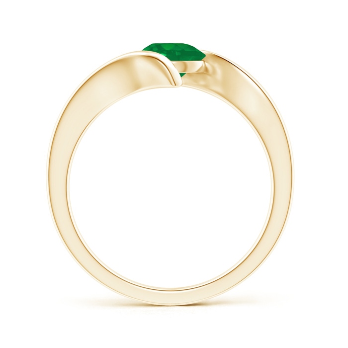 6mm AA Bar-Set Solitaire Round Emerald Bypass Ring in Yellow Gold product image