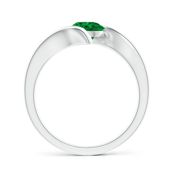 6mm AAAA Bar-Set Solitaire Round Emerald Bypass Ring in White Gold product image