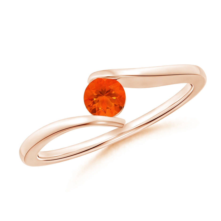 4mm AAA Bar-Set Solitaire Round Fire Opal Bypass Ring in Rose Gold 