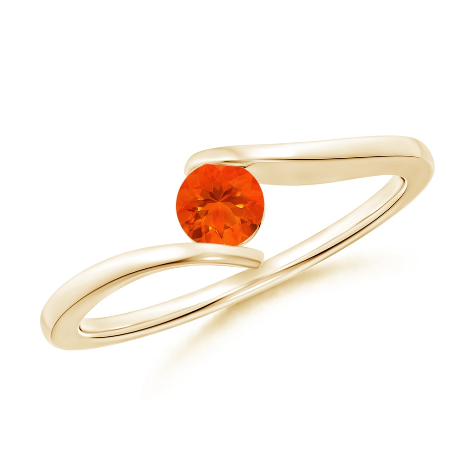 4mm AAA Bar-Set Solitaire Round Fire Opal Bypass Ring in Yellow Gold 