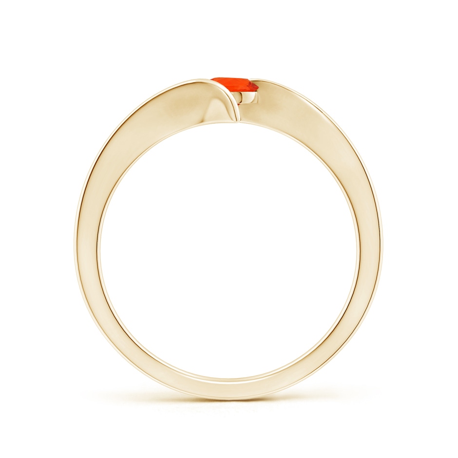 4mm AAA Bar-Set Solitaire Round Fire Opal Bypass Ring in Yellow Gold side-1