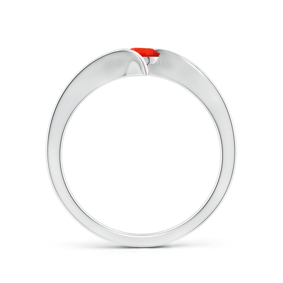 4mm AAAA Bar-Set Solitaire Round Fire Opal Bypass Ring in White Gold side-1