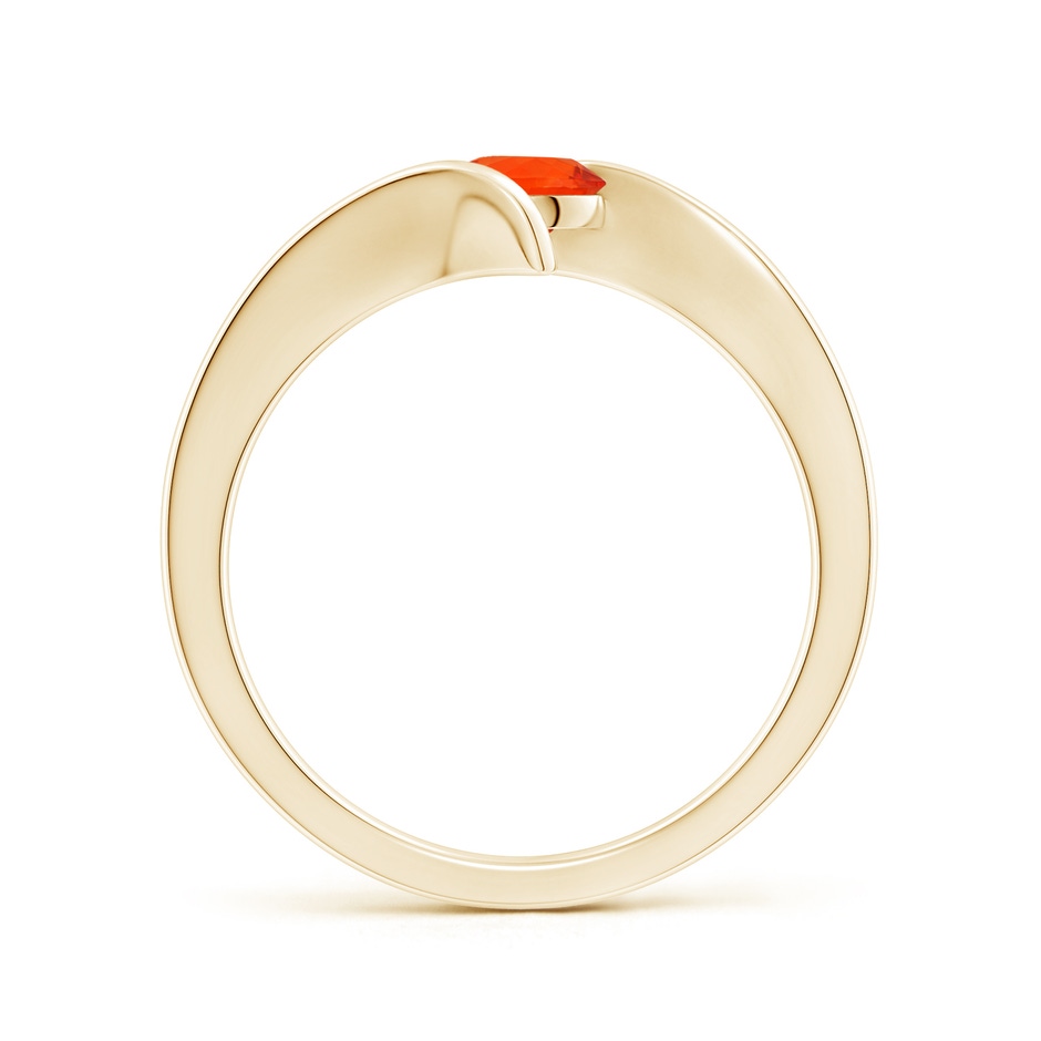 5mm AAA Bar-Set Solitaire Round Fire Opal Bypass Ring in Yellow Gold side-1