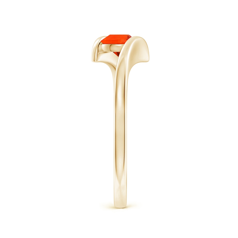 5mm AAA Bar-Set Solitaire Round Fire Opal Bypass Ring in Yellow Gold side-2