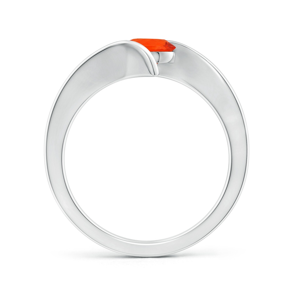6mm AAA Bar-Set Solitaire Round Fire Opal Bypass Ring in White Gold side-1