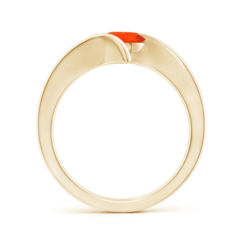 6mm AAA Bar-Set Solitaire Round Fire Opal Bypass Ring in Yellow Gold side-1