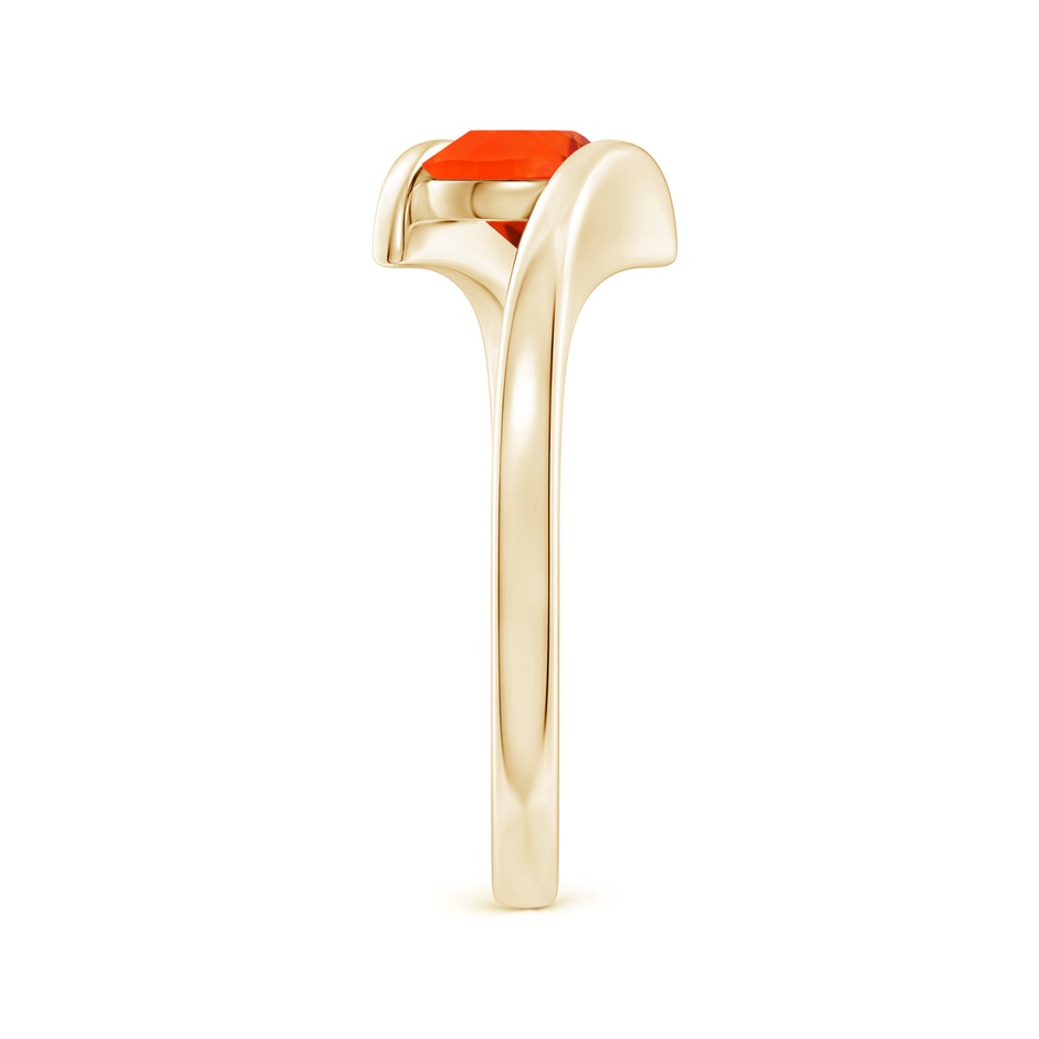 6mm AAA Bar-Set Solitaire Round Fire Opal Bypass Ring in Yellow Gold side-2