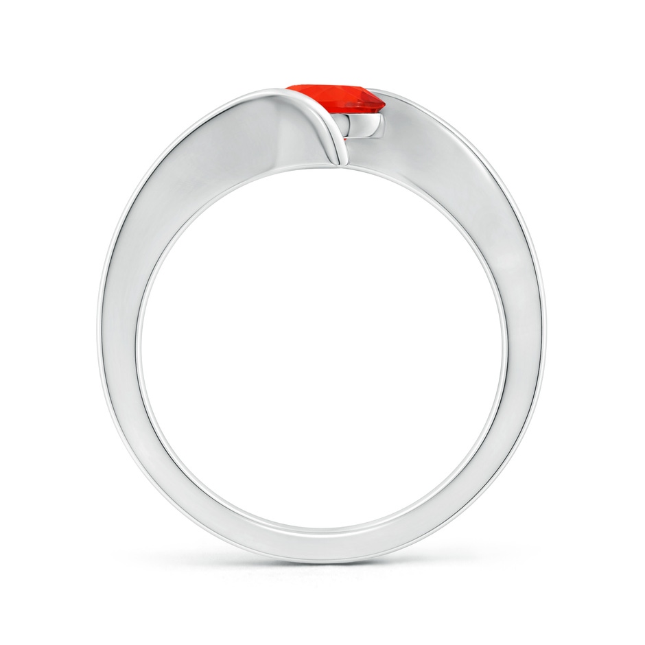 6mm AAAA Bar-Set Solitaire Round Fire Opal Bypass Ring in P950 Platinum side-1