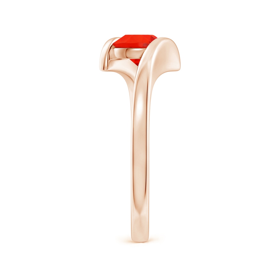 6mm AAAA Bar-Set Solitaire Round Fire Opal Bypass Ring in Rose Gold side-2