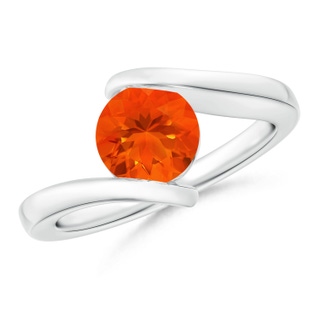 7mm AAA Bar-Set Solitaire Round Fire Opal Bypass Ring in White Gold