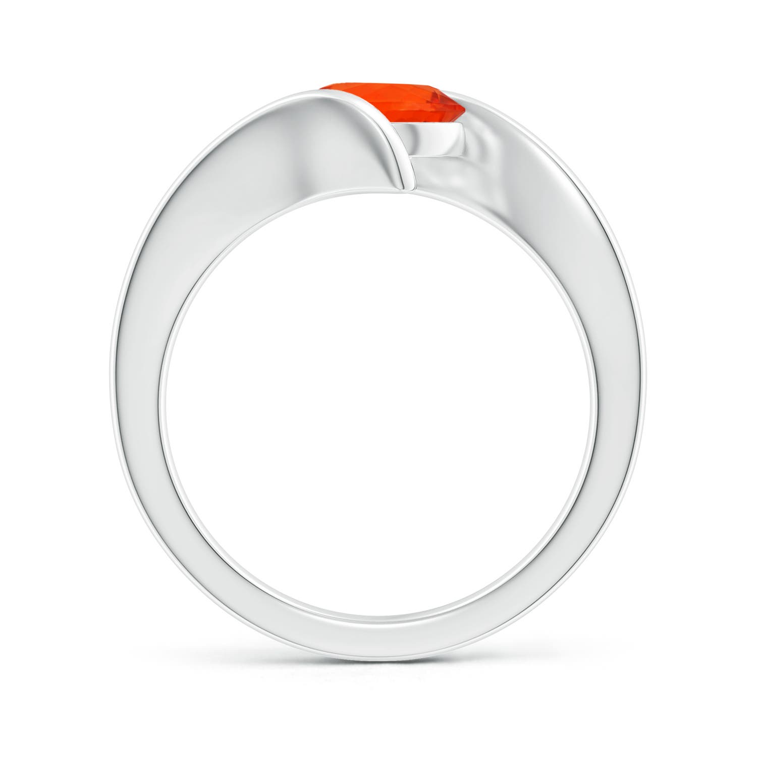 7mm AAA Bar-Set Solitaire Round Fire Opal Bypass Ring in White Gold - side 3