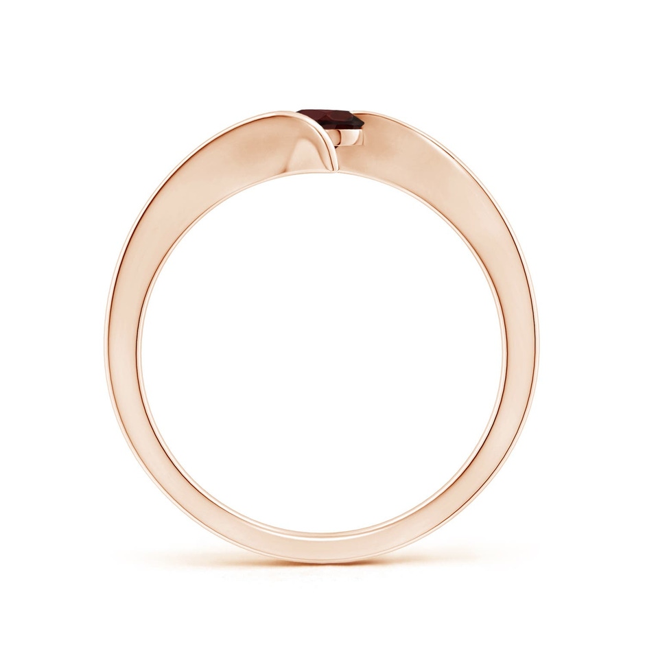 4mm A Bar-Set Solitaire Round Garnet Bypass Ring in Rose Gold side 199