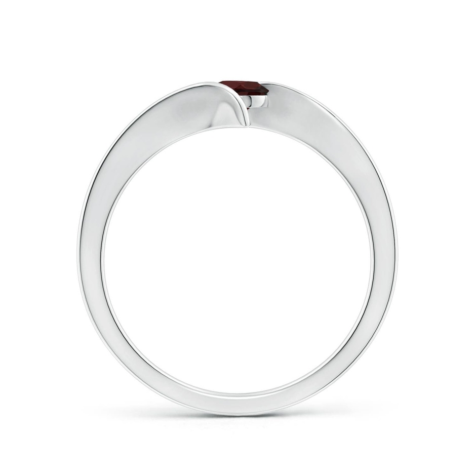 4mm A Bar-Set Solitaire Round Garnet Bypass Ring in White Gold side 199