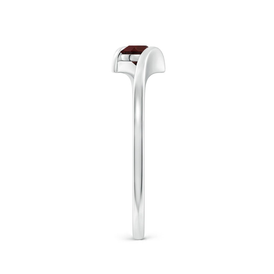 4mm A Bar-Set Solitaire Round Garnet Bypass Ring in White Gold side 299