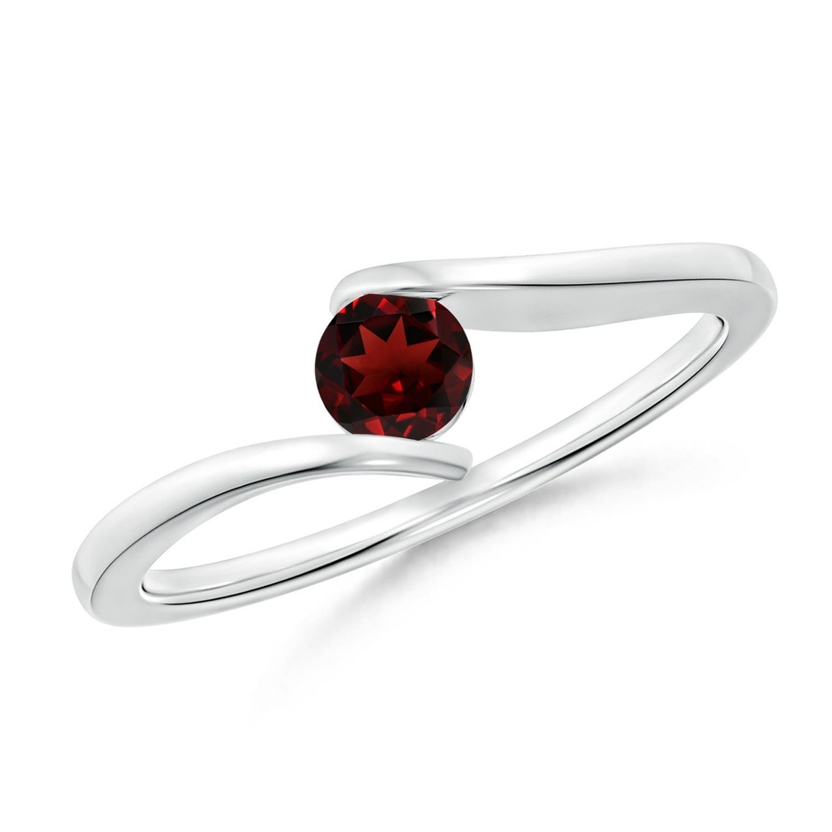 4mm AAA Bar-Set Solitaire Round Garnet Bypass Ring in White Gold 