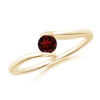 4mm AAA Bar-Set Solitaire Round Garnet Bypass Ring in Yellow Gold