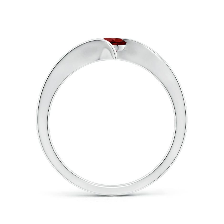 4mm AAAA Bar-Set Solitaire Round Garnet Bypass Ring in P950 Platinum side 199