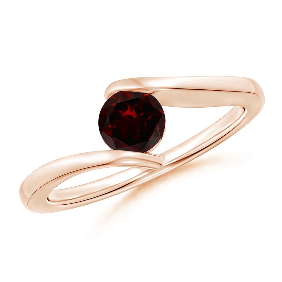 5mm A Bar-Set Solitaire Round Garnet Bypass Ring in Rose Gold 