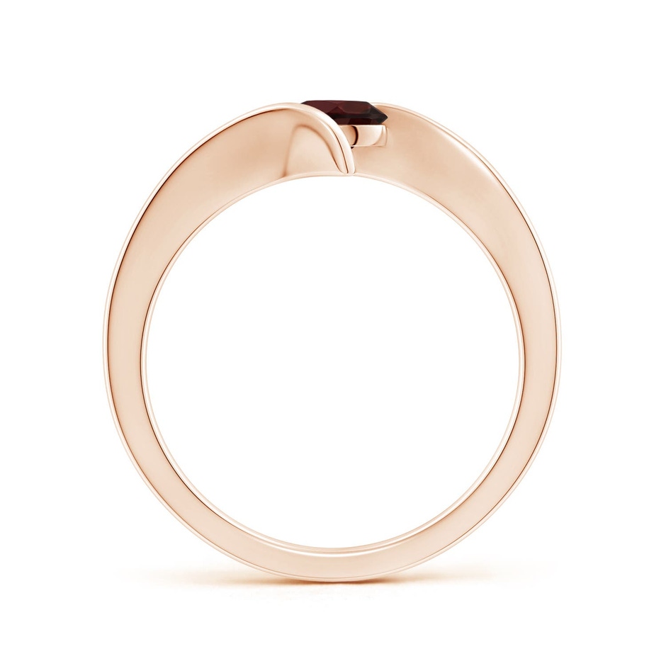 5mm A Bar-Set Solitaire Round Garnet Bypass Ring in Rose Gold side 199