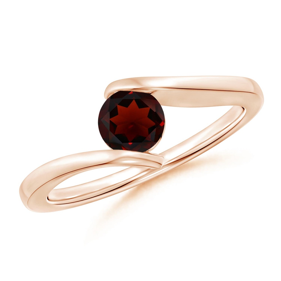 5mm AA Bar-Set Solitaire Round Garnet Bypass Ring in Rose Gold 