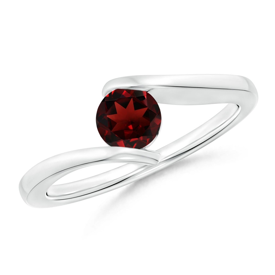 5mm AAA Bar-Set Solitaire Round Garnet Bypass Ring in White Gold 