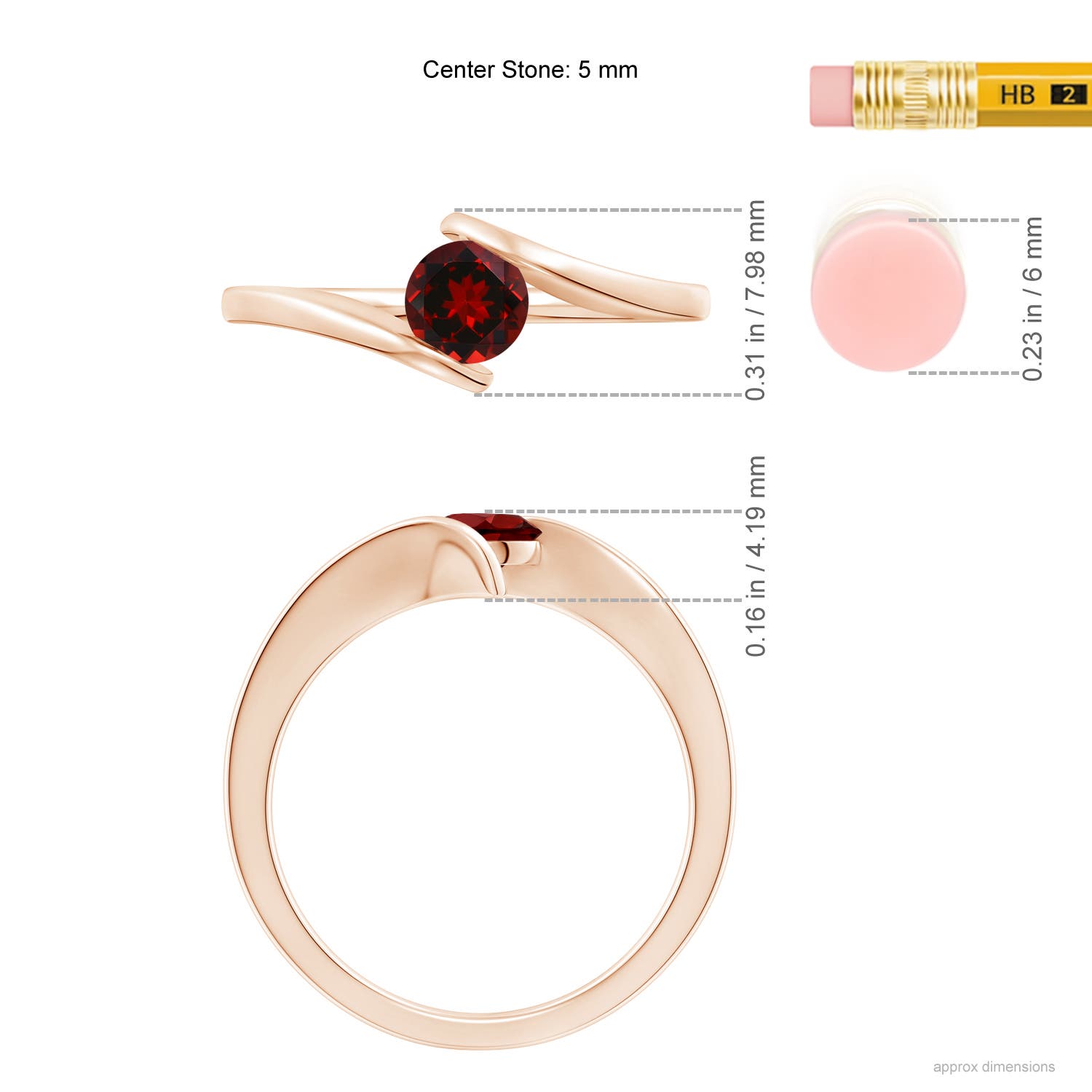 AAAA - Garnet / 0.6 CT / 14 KT Rose Gold