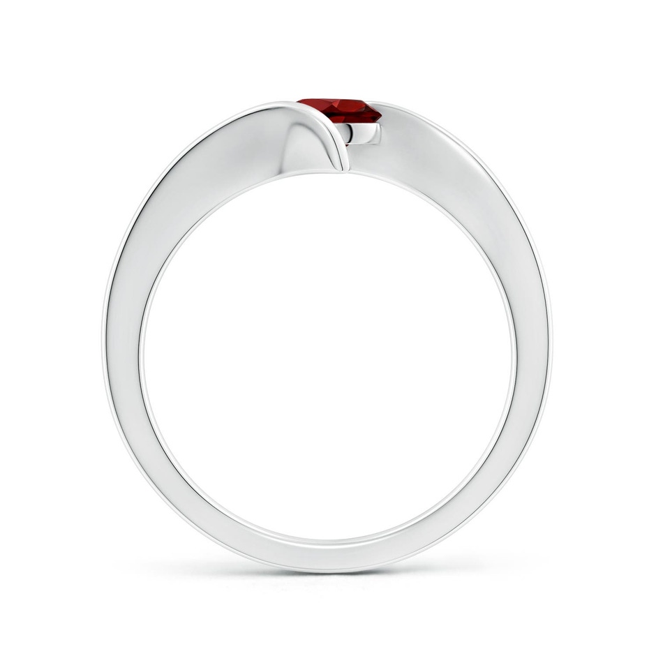 5mm AAAA Bar-Set Solitaire Round Garnet Bypass Ring in White Gold side 199