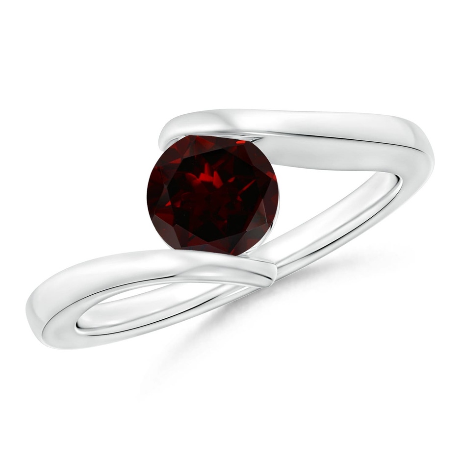 6mm A Bar-Set Solitaire Round Garnet Bypass Ring in White Gold 