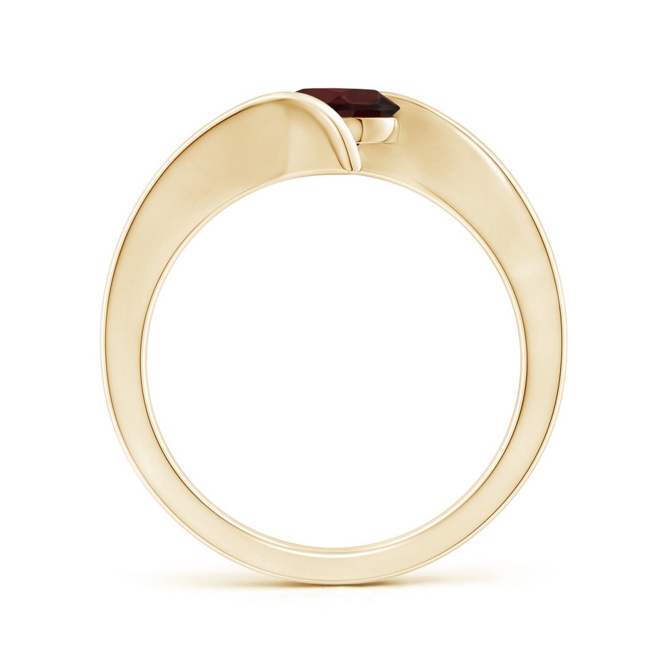 6mm A Bar-Set Solitaire Round Garnet Bypass Ring in Yellow Gold side 199