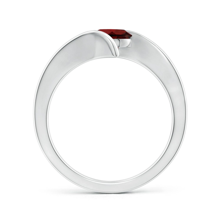 6mm AAA Bar-Set Solitaire Round Garnet Bypass Ring in 18K White Gold side 199