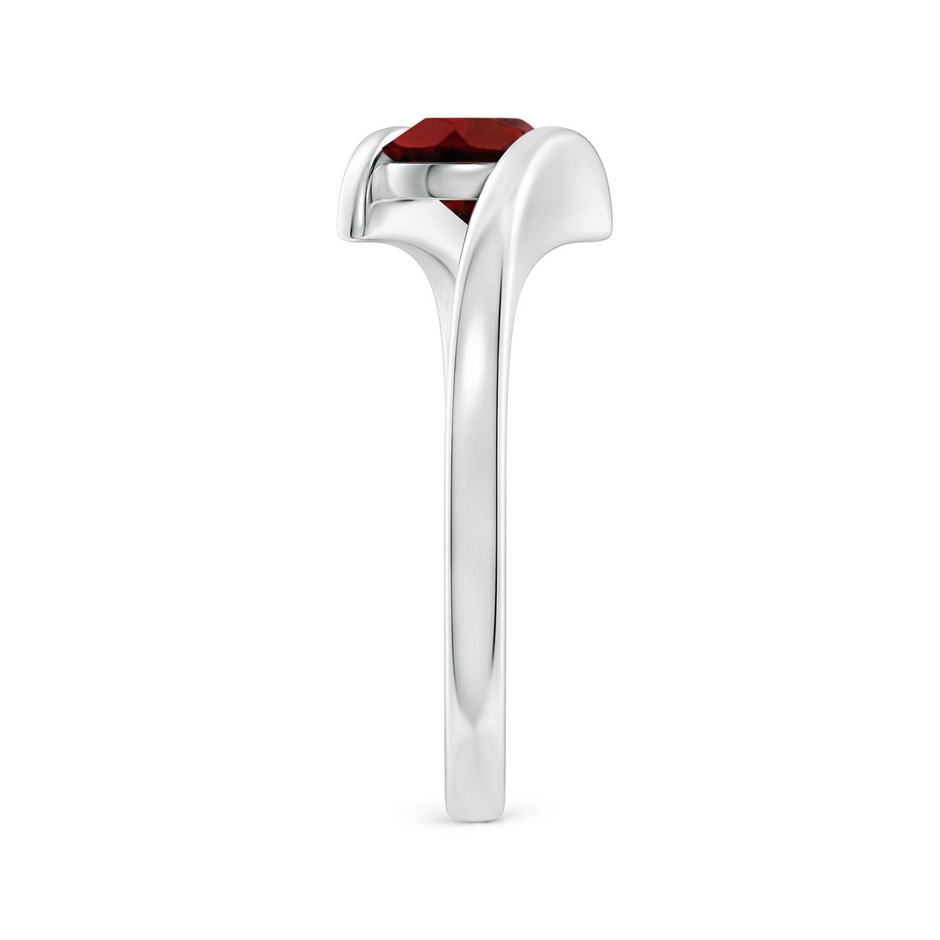 6mm AAA Bar-Set Solitaire Round Garnet Bypass Ring in 18K White Gold side 299