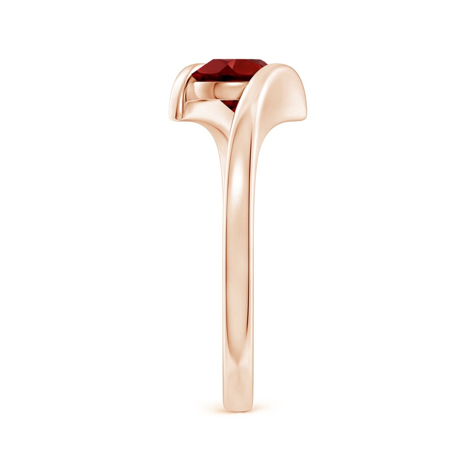 6mm AAAA Bar-Set Solitaire Round Garnet Bypass Ring in Rose Gold side 299