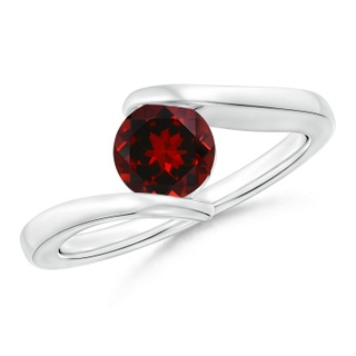 6mm AAAA Bar-Set Solitaire Round Garnet Bypass Ring in White Gold