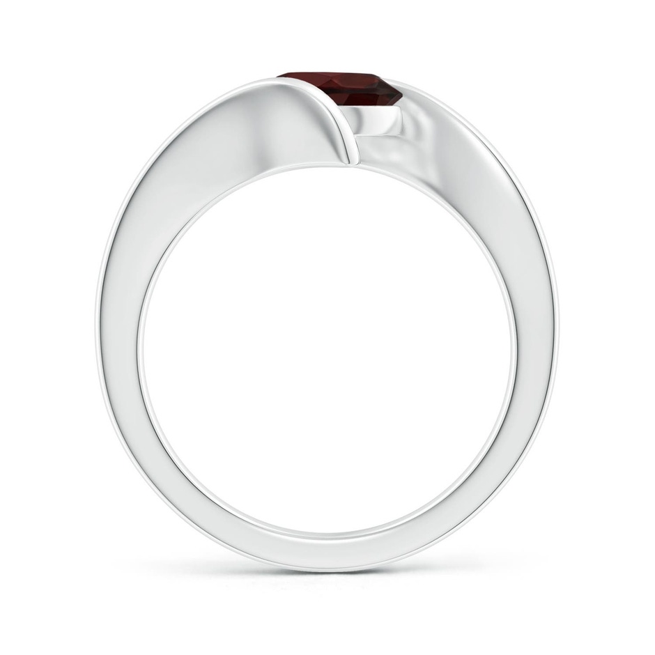 7mm A Bar-Set Solitaire Round Garnet Bypass Ring in 18K White Gold side 199