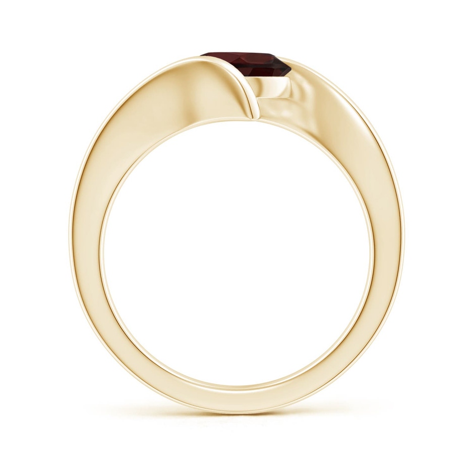 7mm A Bar-Set Solitaire Round Garnet Bypass Ring in 18K Yellow Gold side 199