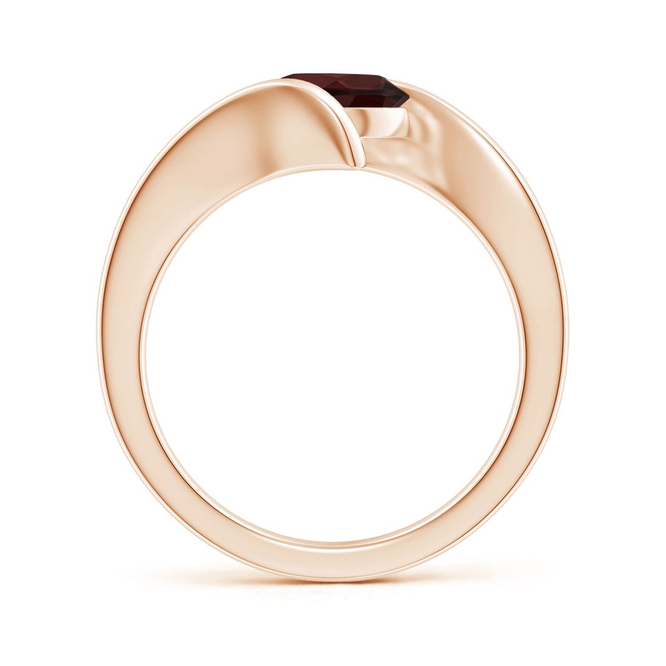 7mm A Bar-Set Solitaire Round Garnet Bypass Ring in Rose Gold side 199