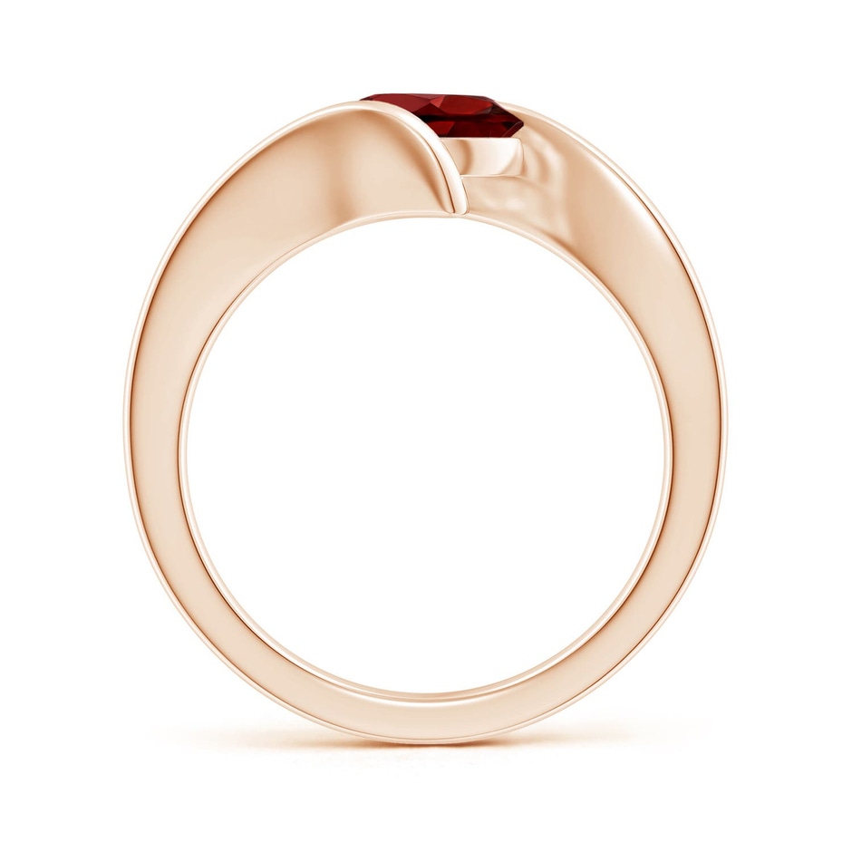 7mm AAAA Bar-Set Solitaire Round Garnet Bypass Ring in 18K Rose Gold side 199