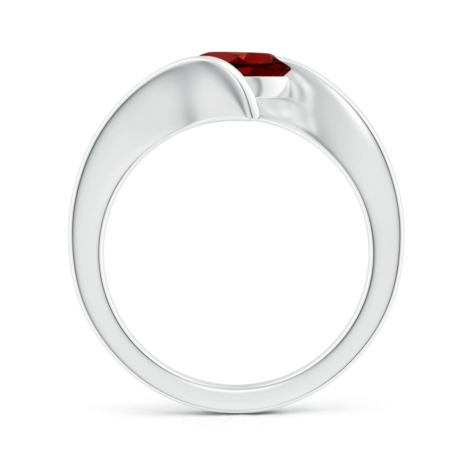 7mm AAAA Bar-Set Solitaire Round Garnet Bypass Ring in P950 Platinum side 199