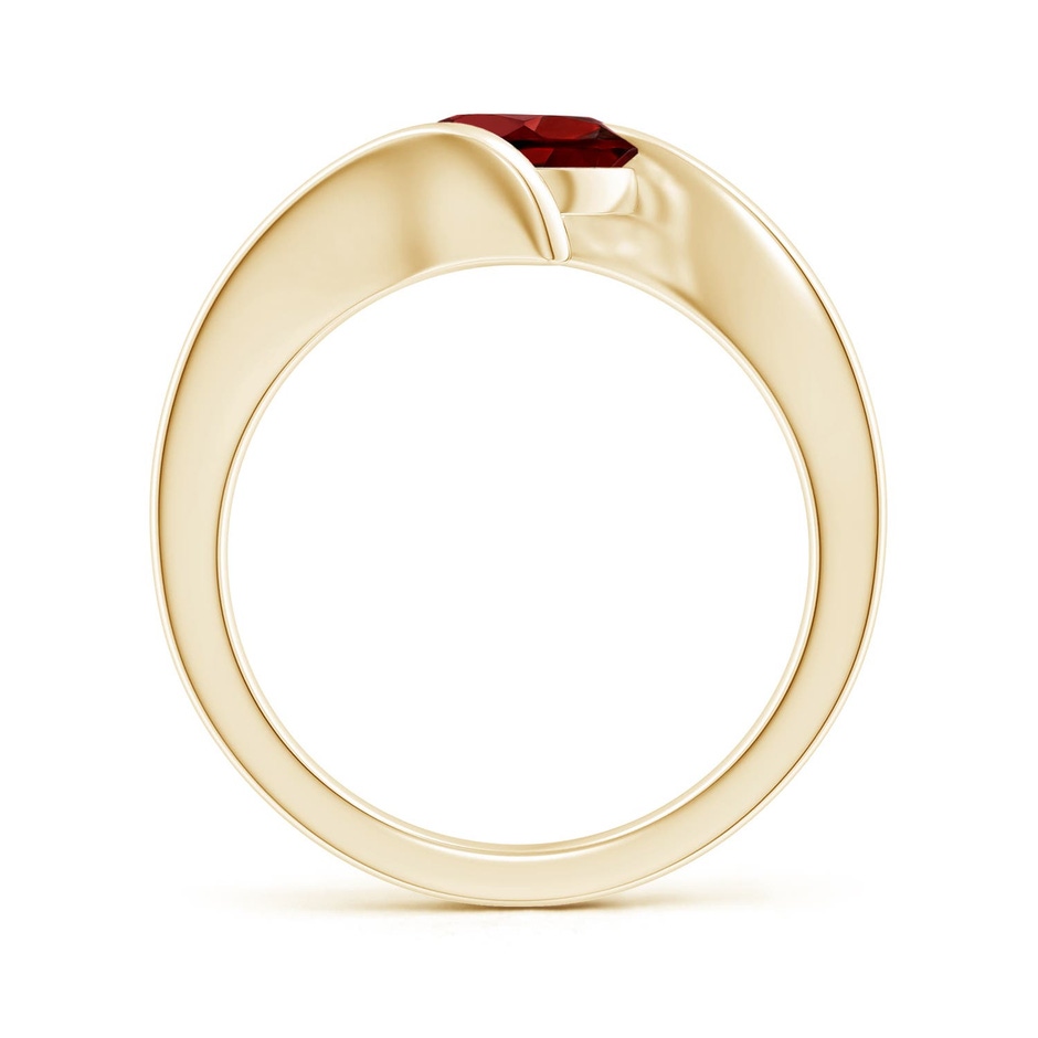 7mm AAAA Bar-Set Solitaire Round Garnet Bypass Ring in Yellow Gold side 199