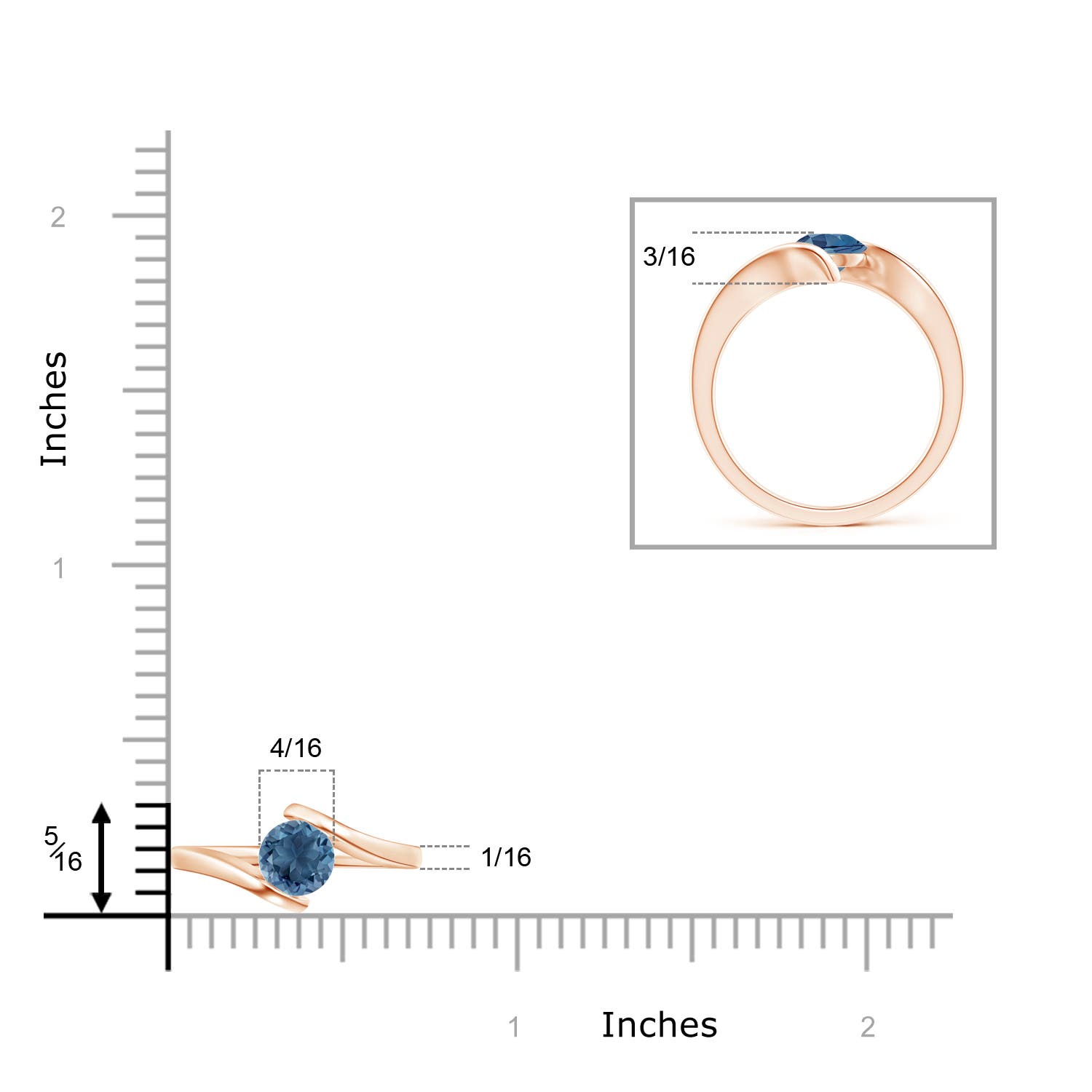 A - London Blue Topaz / 0.95 CT / 14 KT Rose Gold