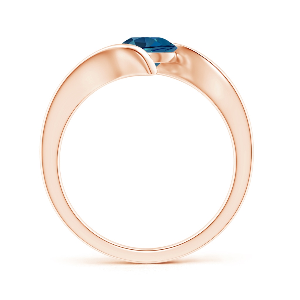 6mm AAA Bar-Set Solitaire Round London Blue Topaz Bypass Ring in Rose Gold Product Image