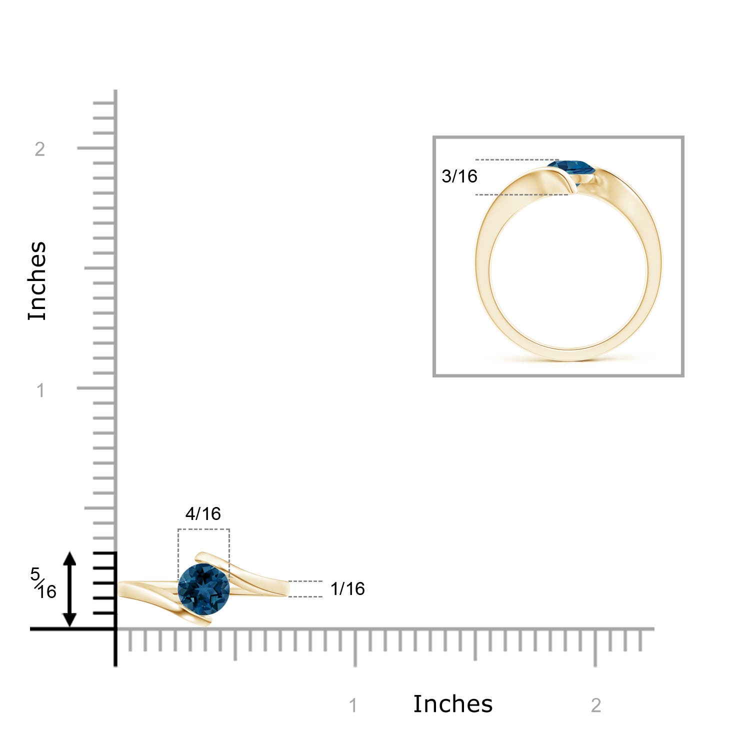 AAA - London Blue Topaz / 0.95 CT / 14 KT Yellow Gold